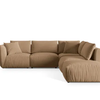 Coltar modular stanga 4 locuri, Chris-184, Micadoni Home, 295x290x80 cm, catifea, bej sand imagine