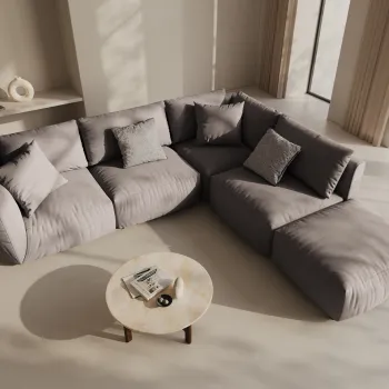 Coltar modular stanga 4 locuri, Chris-259, Micadoni Home, 295x290x80 cm, tesatura structurata chenille, bej sand imagine