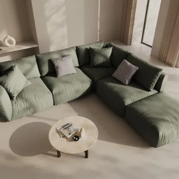 Coltar modular stanga 4 locuri, Chris-259, Micadoni Home, 295x290x80 cm, tesatura structurata chenille, verde deschis imagine