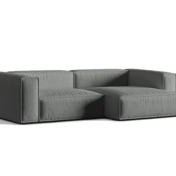 Coltar modular stanga 4 locuri, Nuria-215, Micadoni Home, 292x147x72 cm, tesatura structurata chenille, gri imagine