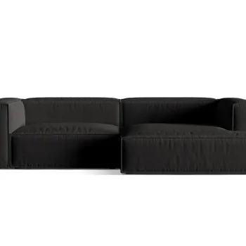 Coltar modular stanga 4 locuri, Nuria-215, Micadoni Home, 292x147x72 cm, tesatura structurata chenille, negru imagine