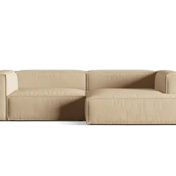 Coltar modular stanga 4 locuri, Nuria-88, Micadoni Home, 292x147x72 cm, catifea, bej nude imagine