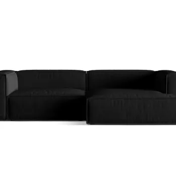 Coltar modular stanga 4 locuri, Nuria-88, Micadoni Home, 292x147x72 cm, catifea, negru imagine