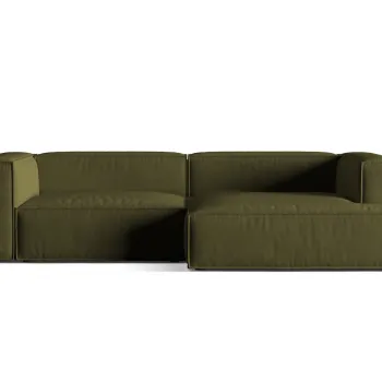 Coltar modular stanga 4 locuri, Nuria-88, Micadoni Home, 292x147x72 cm, catifea, verde moss melange imagine