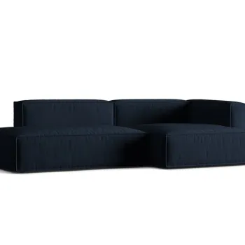 Coltar modular stanga 4 locuri, Nuria-88, Micadoni Home, 312x147x72 cm, catifea, albastru inchis imagine