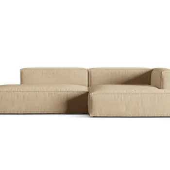 Coltar modular stanga 4 locuri, Nuria-88, Micadoni Home, 312x147x72 cm, catifea, bej nude imagine