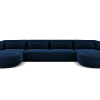 Coltar panoramic 5 locuri, Tulum, Cosmopolitan Design, 330x156x70 cm, catifea, albastru regal imagine