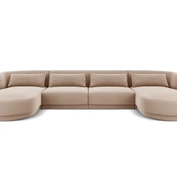 Coltar panoramic 5 locuri, Tulum, Cosmopolitan Design, 330x156x70 cm, catifea, bej imagine