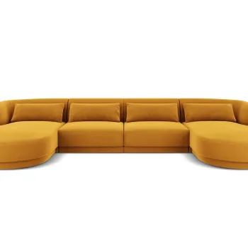 Coltar panoramic 5 locuri, Tulum, Cosmopolitan Design, 330x156x70 cm, catifea, galben imagine