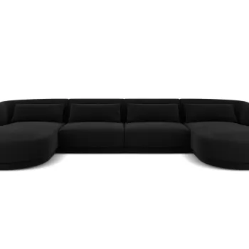 Coltar panoramic 5 locuri, Tulum, Cosmopolitan Design, 330x156x70 cm, catifea, negru imagine