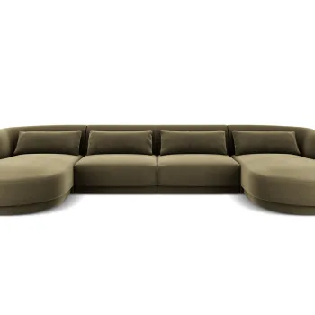 Coltar panoramic 5 locuri, Tulum, Cosmopolitan Design, 330x156x70 cm, catifea, verde imagine