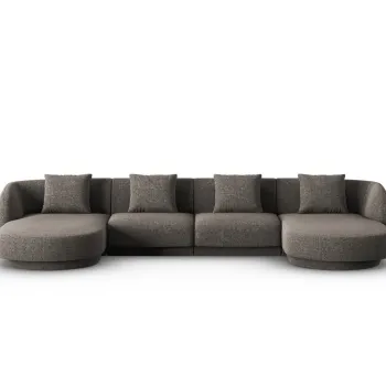 Coltar panoramic 5 locuri, Tulum, Cosmopolitan Design, 330x156x70 cm, tesatura chenille, gri imagine