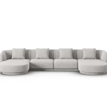 Coltar panoramic 5 locuri, Tulum, Cosmopolitan Design, 330x156x70 cm, tesatura chenille, gri deschis imagine