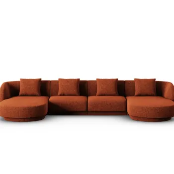 Coltar panoramic 5 locuri, Tulum, Cosmopolitan Design, 330x156x70 cm, tesatura chenille, teracota imagine