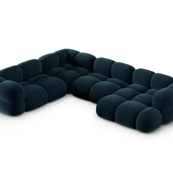 Coltar panoramic dreapta 5 locuri, Loretto, Cosmopolitan Design, 345x250x68 cm, catifea, albastru petrol inchis imagine