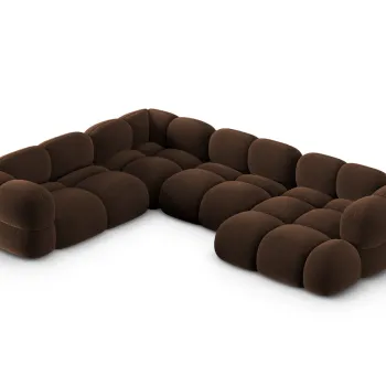 Coltar panoramic dreapta 5 locuri, Loretto, Cosmopolitan Design, 345x250x68 cm, catifea, ciocolata imagine