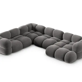 Coltar panoramic dreapta 5 locuri, Loretto, Cosmopolitan Design, 345x250x68 cm, catifea, gri imagine