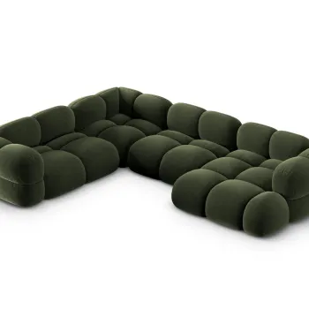 Coltar panoramic dreapta 5 locuri, Loretto, Cosmopolitan Design, 345x250x68 cm, catifea, verde imagine