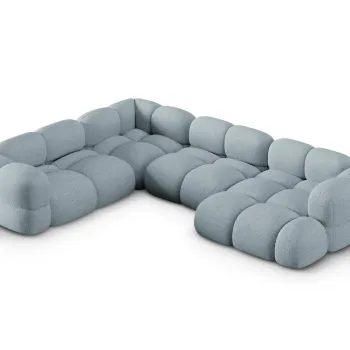 Coltar panoramic dreapta 5 locuri, Loretto, Cosmopolitan Design, 345x250x68 cm, tesatura structurata, albastru pastel imagine