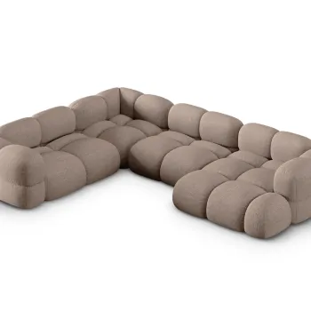 Coltar panoramic dreapta 5 locuri, Loretto, Cosmopolitan Design, 345x250x68 cm, tesatura structurata, cappuccino imagine