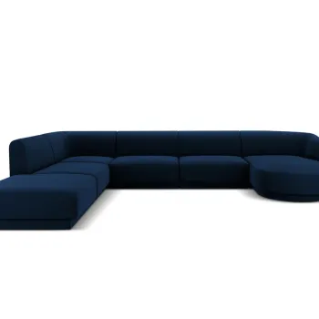 Coltar panoramic dreapta 6 locuri, Miley, Micadoni Home, BL, 327x245x74 cm, catifea, albastru regal imagine