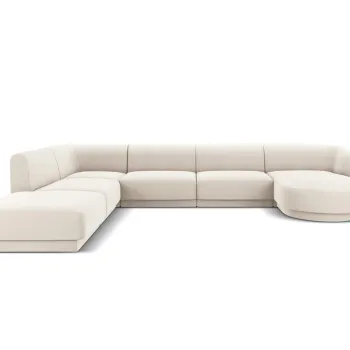 Coltar panoramic dreapta 6 locuri, Miley, Micadoni Home, BL, 327x245x74 cm, catifea, bej deschis imagine