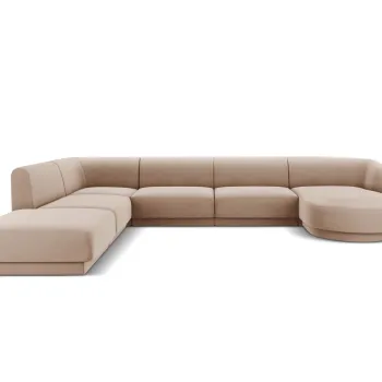 Coltar panoramic dreapta 6 locuri, Miley, Micadoni Home, BL, 327x245x74 cm, catifea, cappuccino imagine