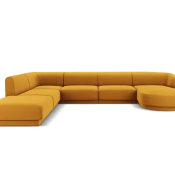 Coltar panoramic dreapta 6 locuri, Miley, Micadoni Home, BL, 327x245x74 cm, catifea, galben imagine