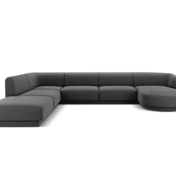 Coltar panoramic dreapta 6 locuri, Miley, Micadoni Home, BL, 327x245x74 cm, catifea, gri imagine