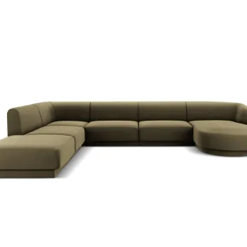 Coltar panoramic dreapta 6 locuri, Miley, Micadoni Home, BL, 327x245x74 cm, catifea, verde imagine