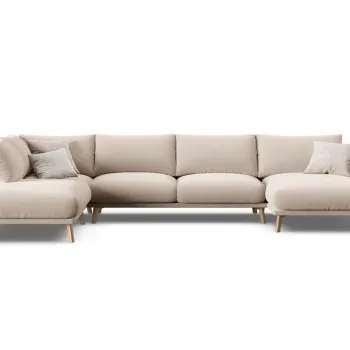Coltar panoramic dreapta 6 locuri, Naomi, Micadoni Home, 365x235x75 cm, catifea, bej imagine