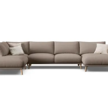 Coltar panoramic dreapta 6 locuri, Naomi, Micadoni Home, 365x235x75 cm, tesatura structurata, cappuccino imagine