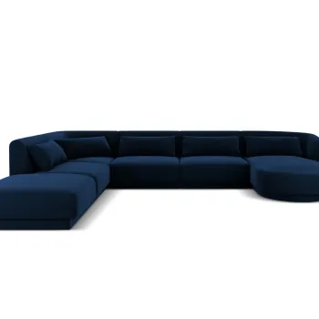 Coltar panoramic dreapta 6 locuri, Tulum, Cosmopolitan Design, 330x255x70 cm, catifea, albastru regal imagine