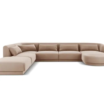 Coltar panoramic dreapta 6 locuri, Tulum, Cosmopolitan Design, 330x255x70 cm, catifea, bej imagine