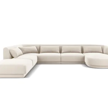 Coltar panoramic dreapta 6 locuri, Tulum, Cosmopolitan Design, 330x255x70 cm, catifea, bej deschis imagine