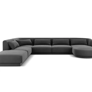 Coltar panoramic dreapta 6 locuri, Tulum, Cosmopolitan Design, 330x255x70 cm, catifea, gri imagine