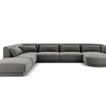 Coltar panoramic dreapta 6 locuri, Tulum, Cosmopolitan Design, 330x255x70 cm, catifea, gri deschis imagine