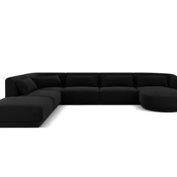 Coltar panoramic dreapta 6 locuri, Tulum, Cosmopolitan Design, 330x255x70 cm, catifea, negru imagine