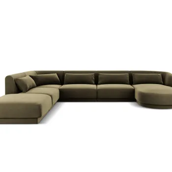 Coltar panoramic dreapta 6 locuri, Tulum, Cosmopolitan Design, 330x255x70 cm, catifea, verde imagine