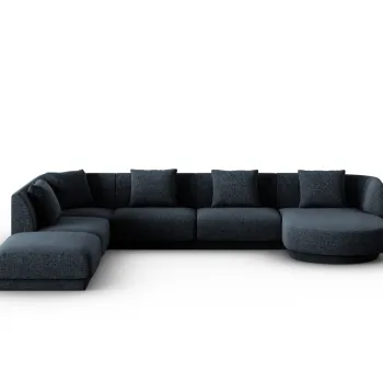 Coltar panoramic dreapta 6 locuri, Tulum, Cosmopolitan Design, 330x255x70 cm, tesatura chenille, albastru regal imagine