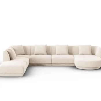 Coltar panoramic dreapta 6 locuri, Tulum, Cosmopolitan Design, 330x255x70 cm, tesatura chenille, bej deschis imagine