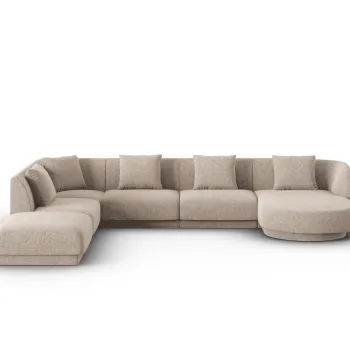 Coltar panoramic dreapta 6 locuri, Tulum, Cosmopolitan Design, 330x255x70 cm, tesatura chenille, bej imagine