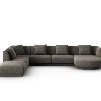 Coltar panoramic dreapta 6 locuri, Tulum, Cosmopolitan Design, 330x255x70 cm, tesatura chenille, gri imagine