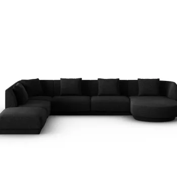 Coltar panoramic dreapta 6 locuri, Tulum, Cosmopolitan Design, 330x255x70 cm, tesatura chenille, negru imagine