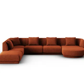 Coltar panoramic dreapta 6 locuri, Tulum, Cosmopolitan Design, 330x255x70 cm, tesatura chenille, teracota imagine