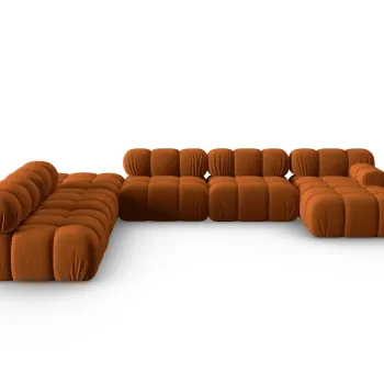 Coltar panoramic dreapta 7 locuri design modular, Bellis, Micadoni Home, BL, 379x282x63 cm, catifea, caramiziu imagine