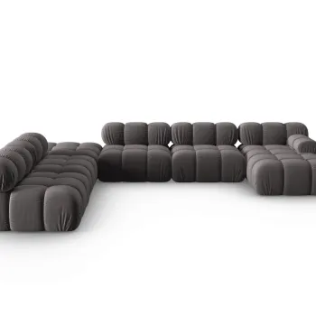 Coltar panoramic dreapta 7 locuri design modular, Bellis, Micadoni Home, BL, 379x282x63 cm, catifea, gri inchis imagine