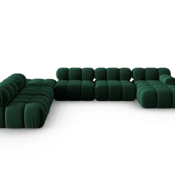 Coltar panoramic dreapta 7 locuri design modular, Bellis, Micadoni Home, BL, 379x282x63 cm, catifea, verde bottle imagine