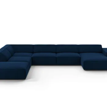 Coltar panoramic dreapta 7 locuri, Jodie, Micadoni Home, BL, 364x262x70 cm, catifea, albastru regal imagine