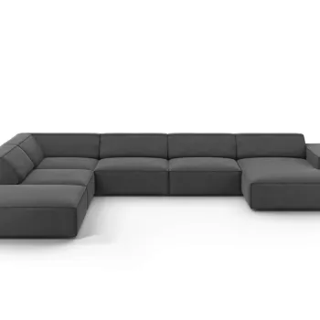 Coltar panoramic dreapta 7 locuri, Jodie, Micadoni Home, BL, 364x262x70 cm, catifea, gri imagine